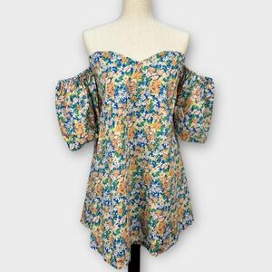 Mable Anthropologie Mini Dress Floral Off Shoulder Cottagecore Romantic Feminine
